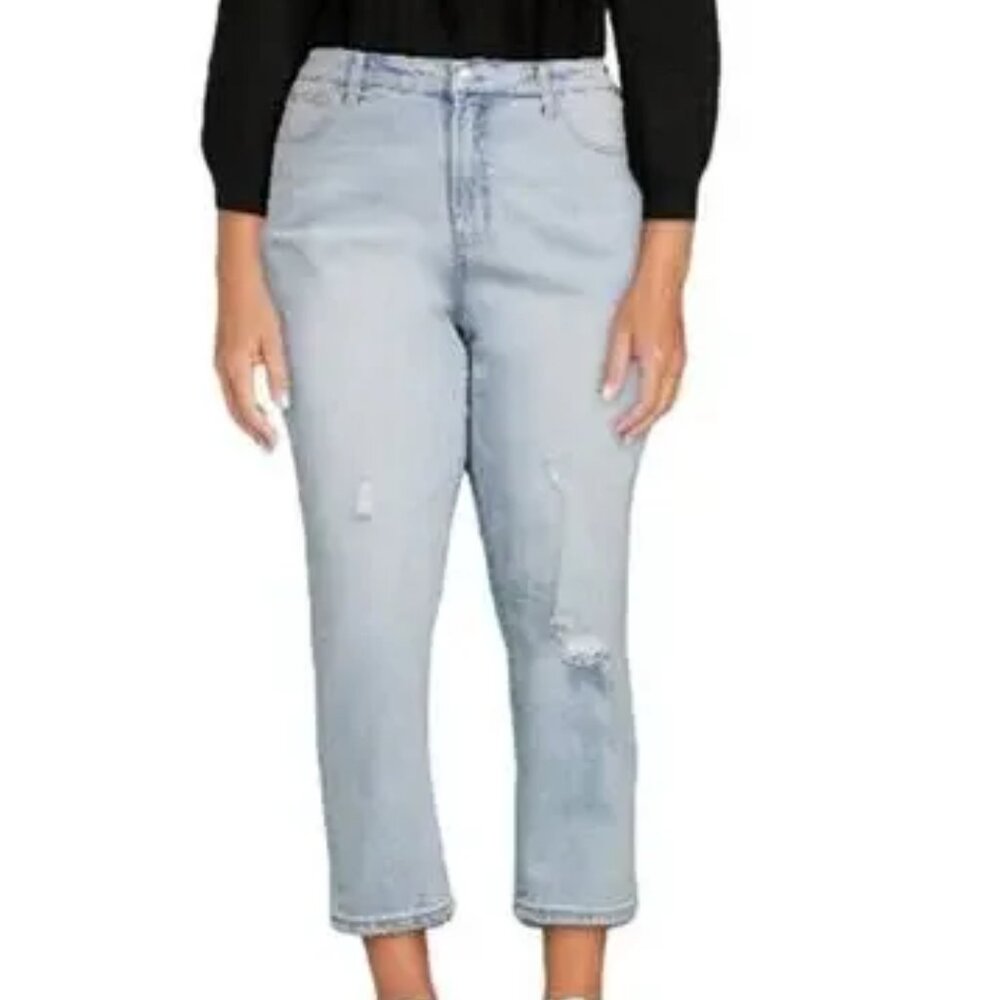 OAT NY High Rise Straight Ankle Light Blue Jeans Womens NWT, Size 18W - Picture 2 of 5